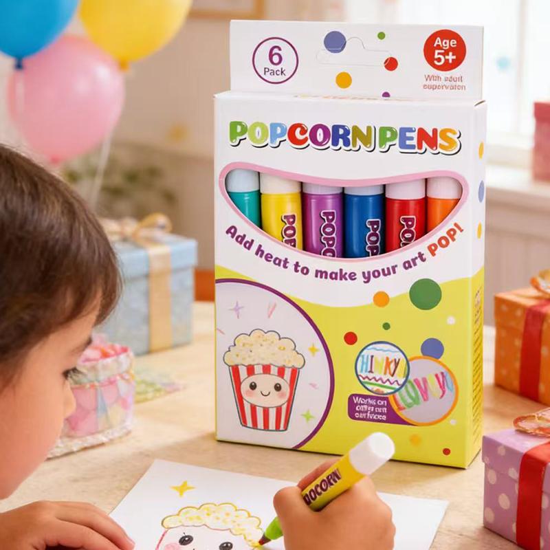 Diy Bubble Popcorn Painting Pen Magic 6-Color Bubble Pen 3d Art Pen Children'S Painting Coloring Creative Marker Pen 60ml