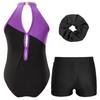 Kinder Mädchen Ärmelloses Gymnastik Trikot Ballett Tanz Biketard mit Shorts Haarband Set Dancewear Badeanzug Bademode