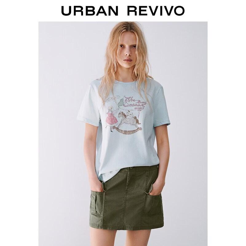 UR 2026 Women s Casual Pastel Fairy Tale Print Short Sleeve T-Shirt XS