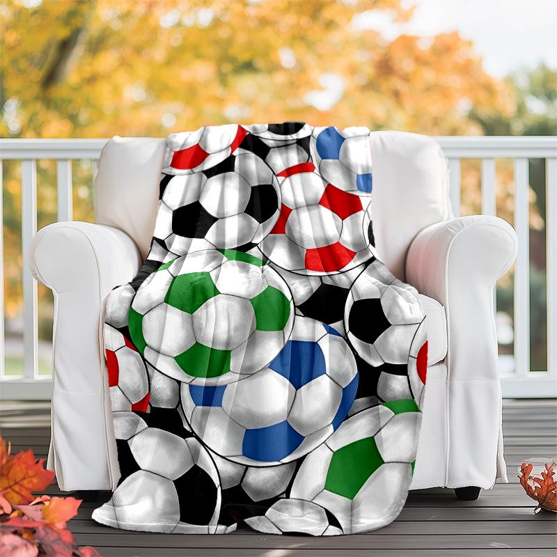 Soccer Theme Printed Blanket - Perfect for Couch, Bed, Travel & Outdoor Use | Machine Washable, Cozy & Durable.
