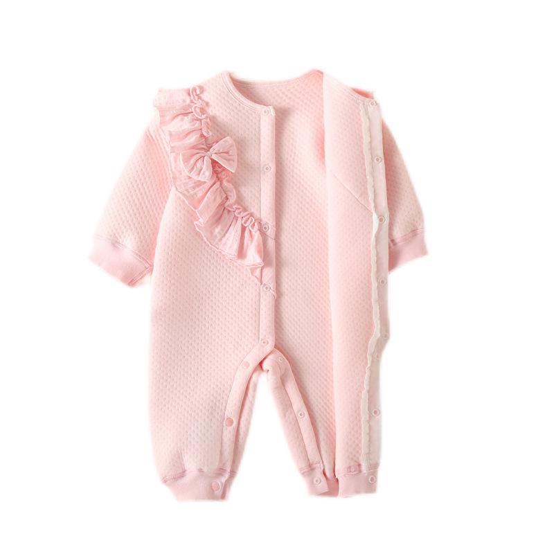 Charming Baby Girl Romper with Bow - Newborn Princess Crawling Outfit