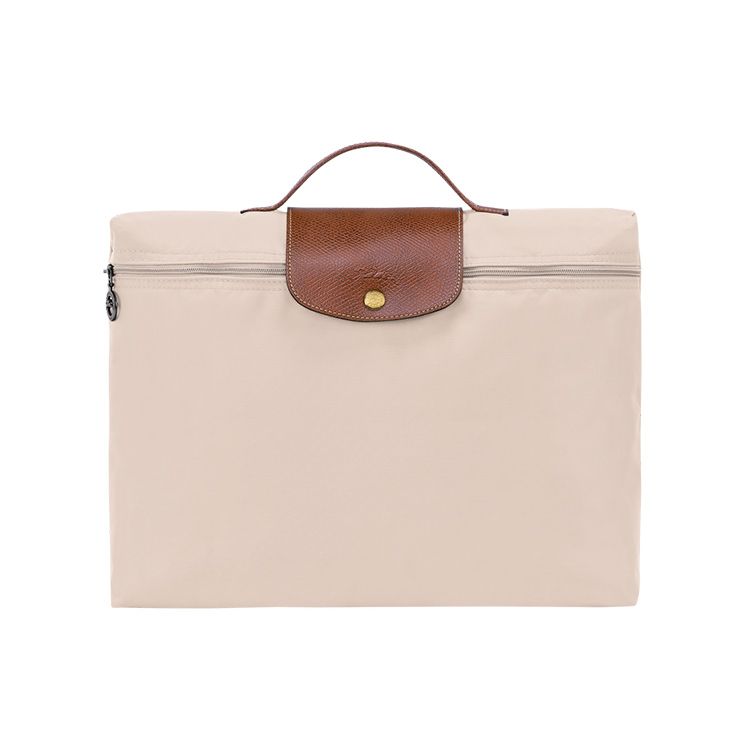 Longchamp Unisex Green Le Pliage 37 Foldable Portable Snap Button Zipper Closure Canvas With Calfskin Trim Briefcase Handbag Small Men Handbags 2182089P71