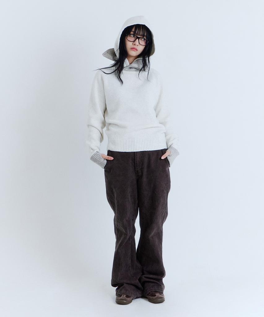 PARADIGMFILM [Ep.03] Slant High-Neck Hooded Knit (Ivory)