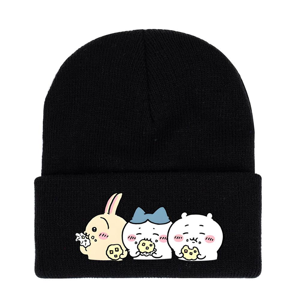 Usagi Chiikawa Round Top Dopamine Print Knit Hat For Animation Enthusiasts