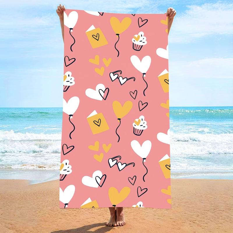 Ultra Soft Microfiber Beach Towel With Quick Dry Antibacterial Ion Print Design Pool Travel Outdoor Use