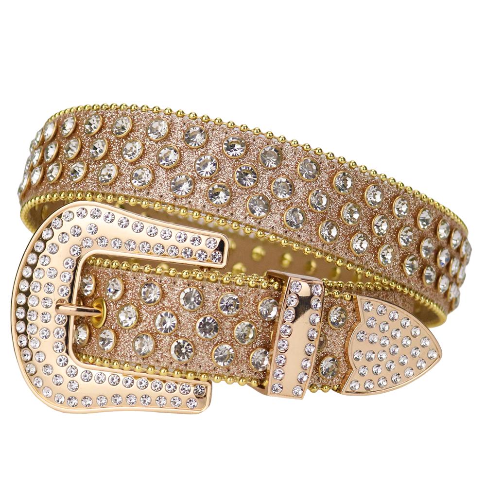 Customized Buckle Logo Red Bridal Rhinestone Belt for Women Western Cowgirl Bling Bling Diamond Studded Leather Belt for Dress