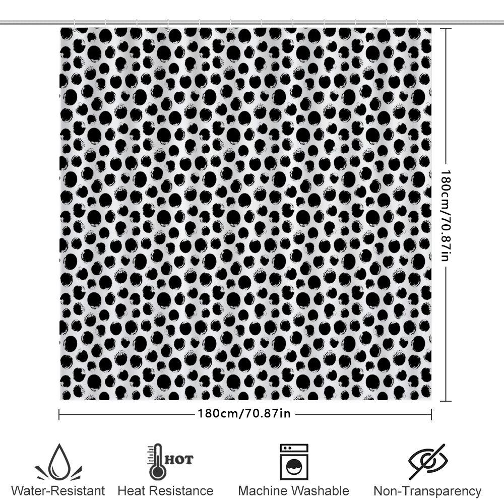 Boho Shower Curtain Dots Patterned Fabric Waterproof Bathroom Decor Vintage Farmhouse Modern Simple Black White Backdrop