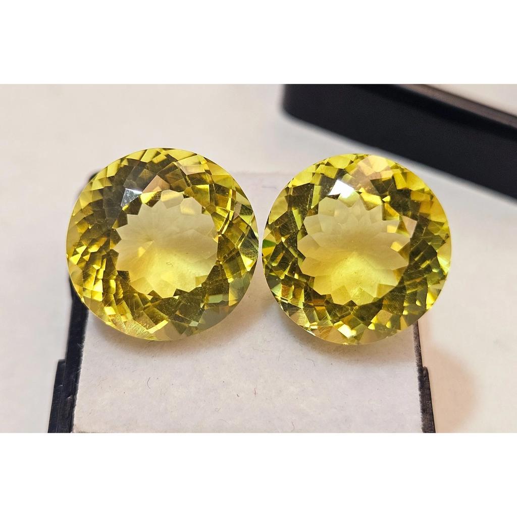 22.10 Ct Natural Yellow Sapphire Round For Earring Making Pair Gemstone