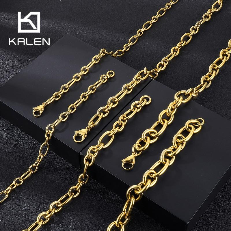 7/10/13mm Width Stainless Steel Special Link Chain Bracelet For Women Men Punk Gold Color Polished Charm Neckalce Trendy Jewelry