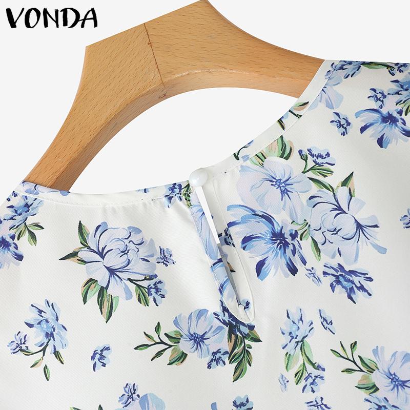 VONDA Summer Women Sleeveless Vest Pleating Casual Tank Tops