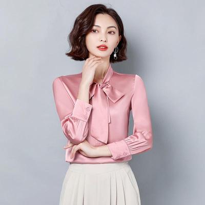 2025 New Women's Plus Size Long Sleeve Mulberry Silk Shirt: Versatile Solid Color for Spring & Autumn