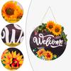 Sunflower Welcome Cheerful Circular Door Sign For Cozy Fall Atmosphere Home