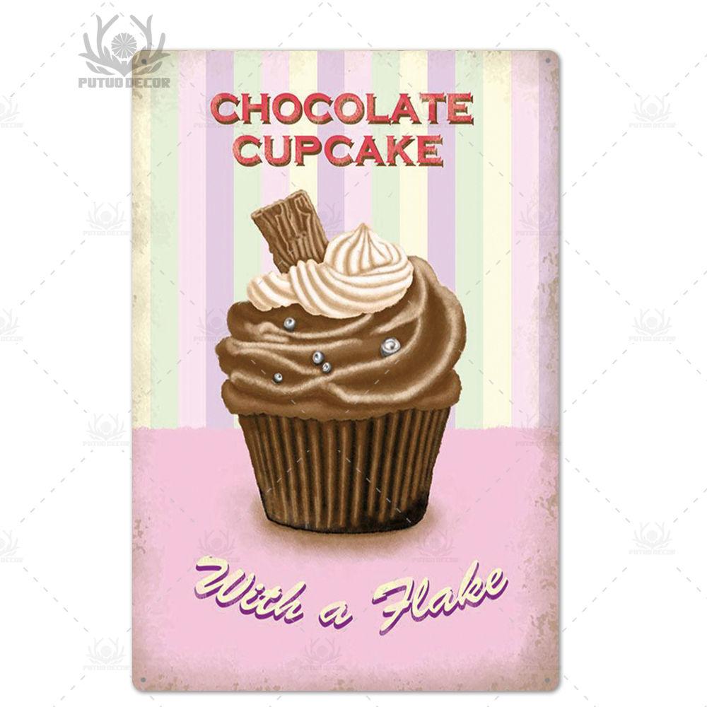 Putuo Decor  Cake Metal Poster Plaque Metal Vintage Bakery Kitchen Decor Sign  Wall Decor Metal Tin Sign