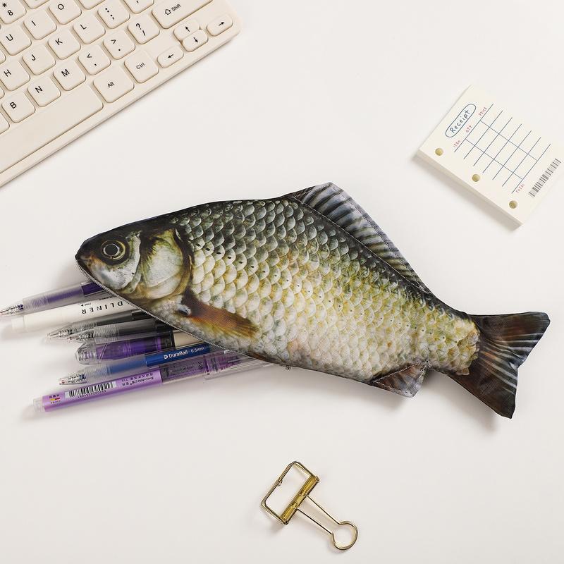 Jianwu Creative Simulated Salted Fish Pencil Case Large Capacity Pencils Pouch Bag Funny School Pencil Cases Stationery Supplies