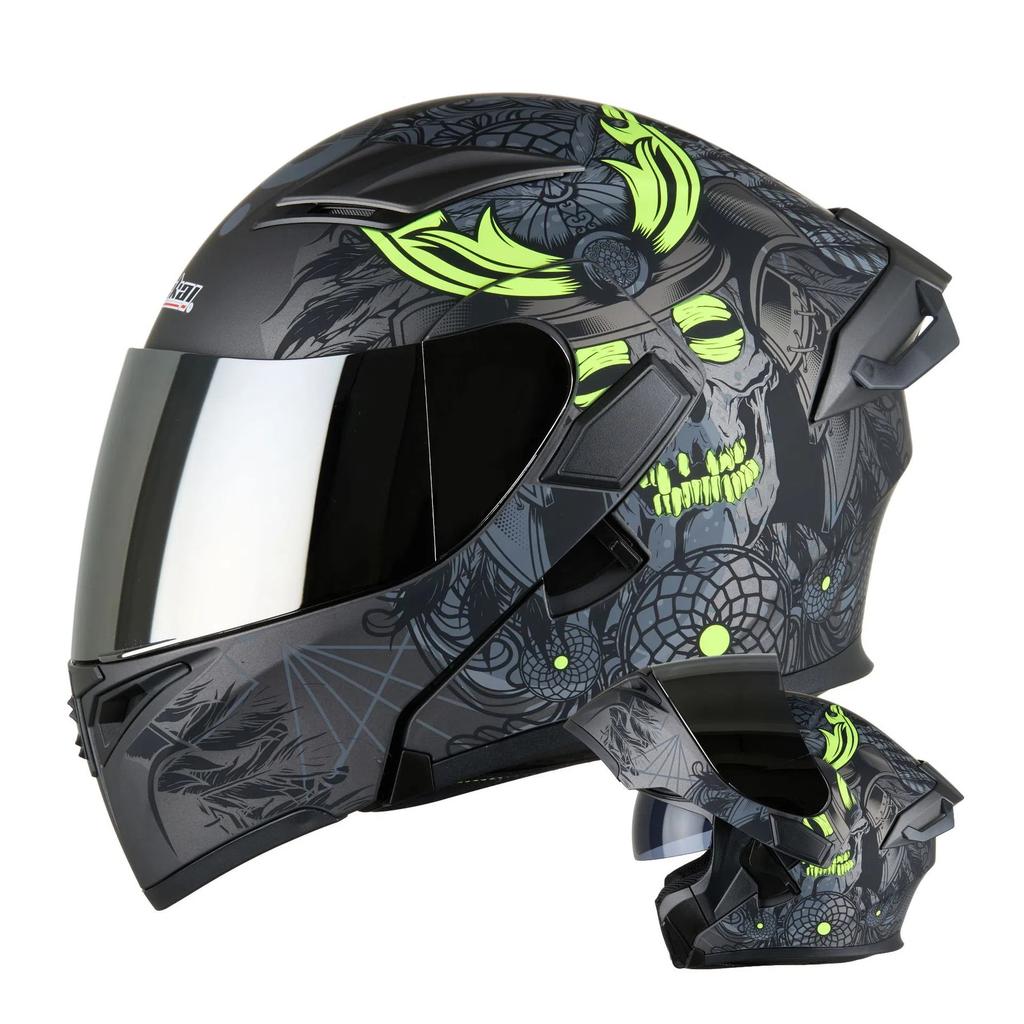 Motorcycle Helmet Unisex Full Face Street Bike Helmet All Season Large Tail Wing Motorcycle Protective Gear