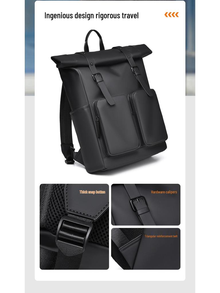 Mångsidig ryggsäck med stor kapacitet i enfärgad design för daglig pendling och resor