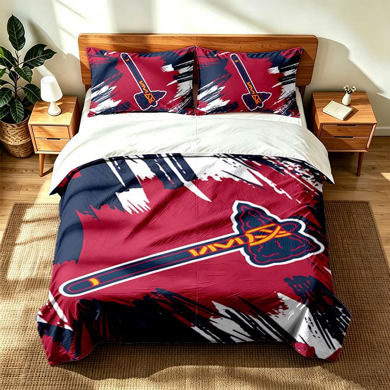 Atlanta Braves (1) 3pc Set Suitable for Master Bedrooms Soft and Comfortable an Ideal Gift for Family and Friends Includes One Duvet Cover and Two Pil