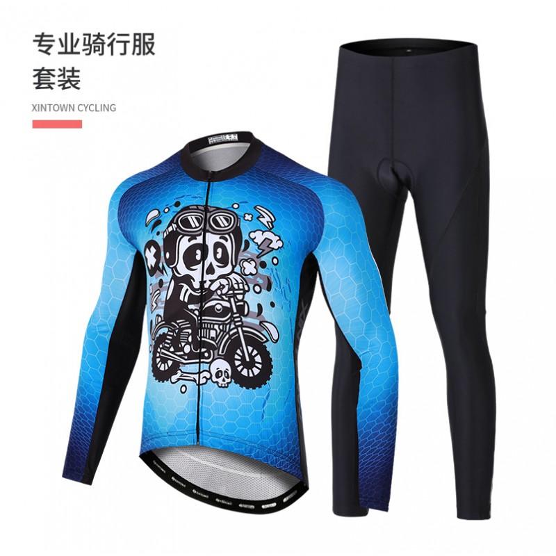 Mens Long Cycling Jersey Set Road Bike Racing Suit Breathable Wear