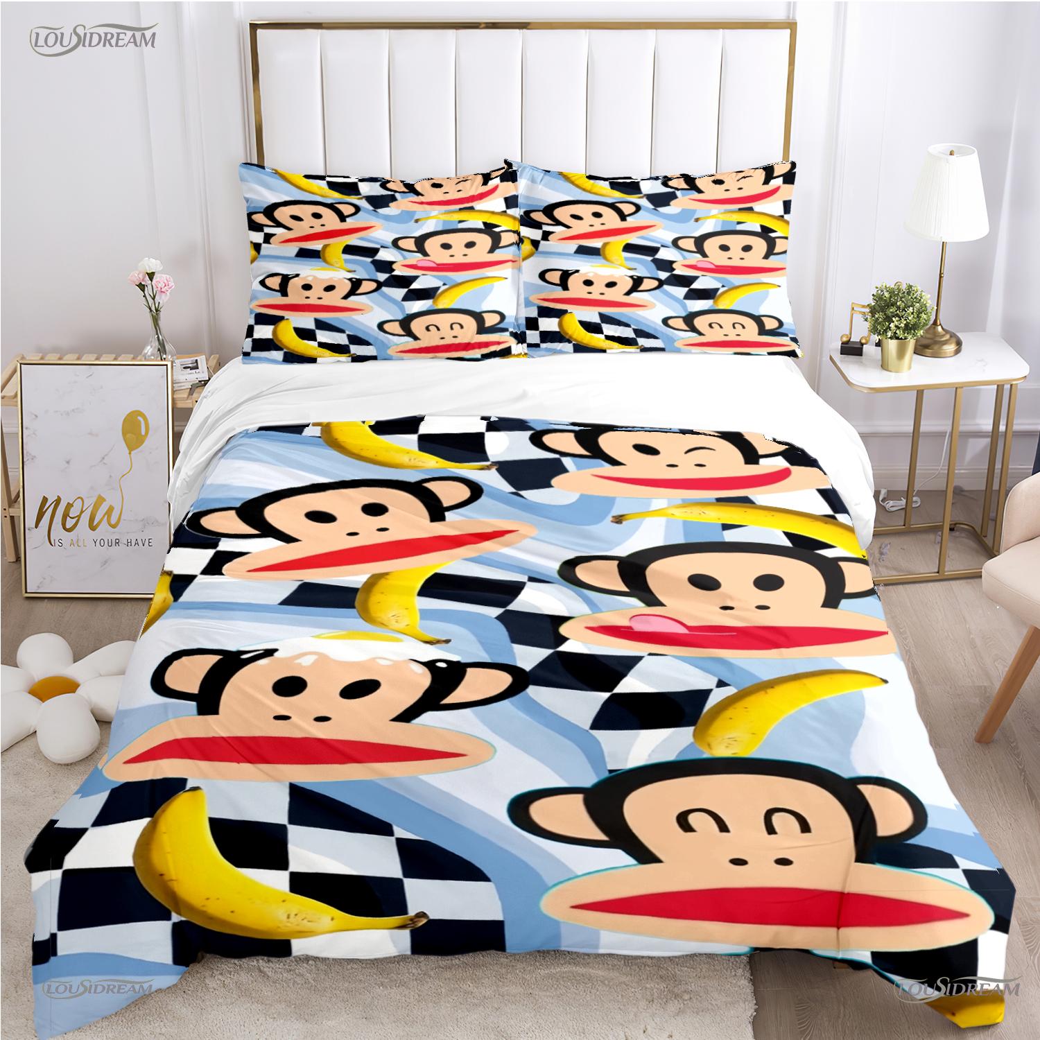 

Cute P-Paul F-Frank Cartoon Anime Duvet Cover Funny Kawaii Bedding Set Soft Quilt Cover And Pillowcases Single/Double/Queen/King AU Single(140*210cm)3pcs
