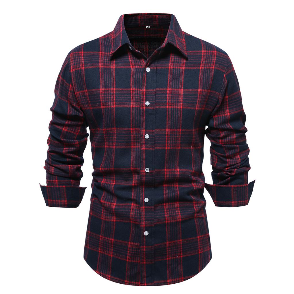 Mens Button Down Shirts Regular Fit Long Sleeve Casual Plaid Shirt