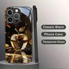 Black Golden Crystal For Apple Pattern Glass Phone Case For iPhone 17 Pro Max 16 15 14 13 12 11 16E 17Air 7 8 Plus XR XS X Cover