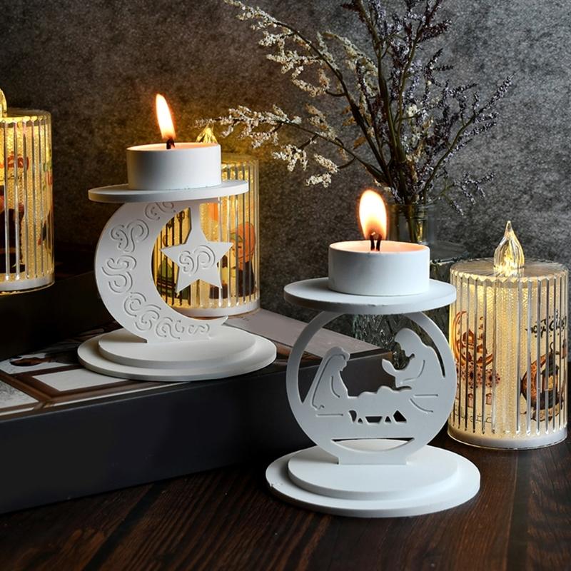 Middle Eastern Candlestick Mould Star Moon Candle Holder Silicone Molds Epoxy Resin Molds 3D Ornament Molds