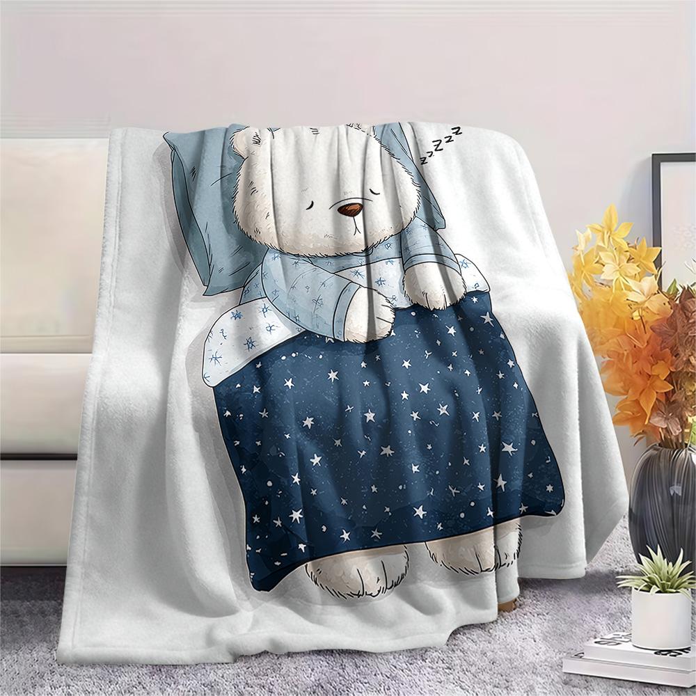 Polar Bear Print Flannel Blanket, High quality Comfortable for All Seasons, Home Decor, Warmth and Comfort, Perfect for Christmas Gifts