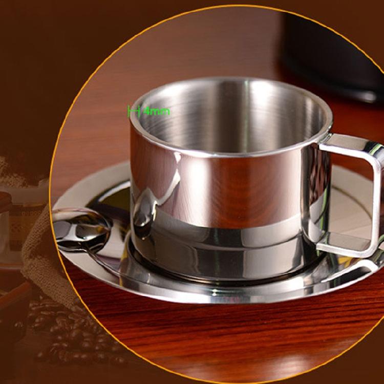 Double Walls Insulated Coffee Mugs with Saucer and Spoon for Home Hot Milk