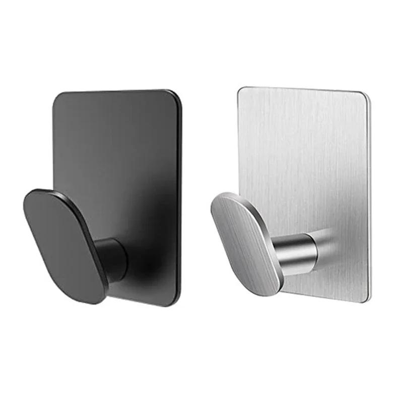 Stainless Steel Wall Hooks Heavy Duty Self Adhesive Hook for Hanging Towel Robe Clothes Bathroom Accessories Wall Door Hanger