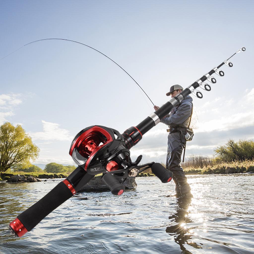 Wędka i kołowrotek Combo 2,4 m teleskopowa wędka z prawym kołowrotkiem castingowym