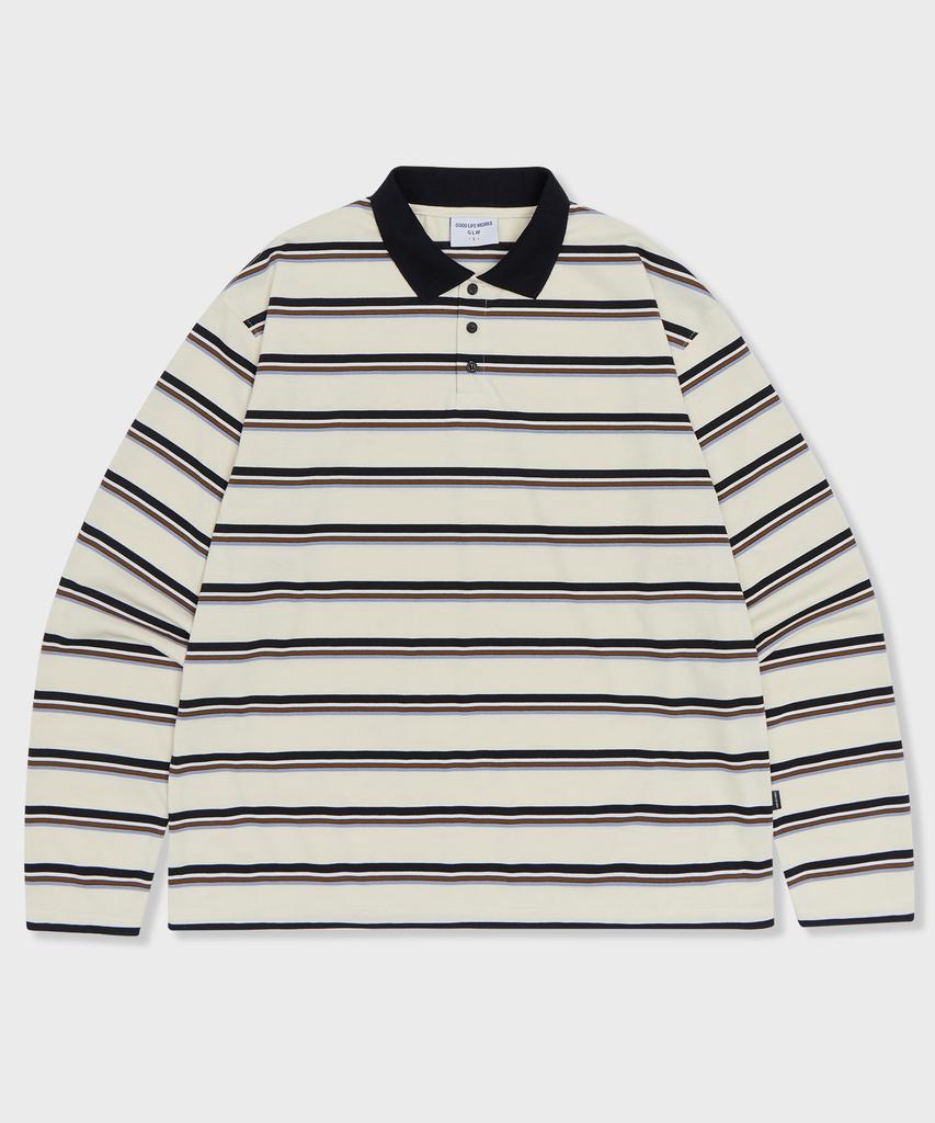 GLW Oversized Striped Collared T-Shirt Ivory