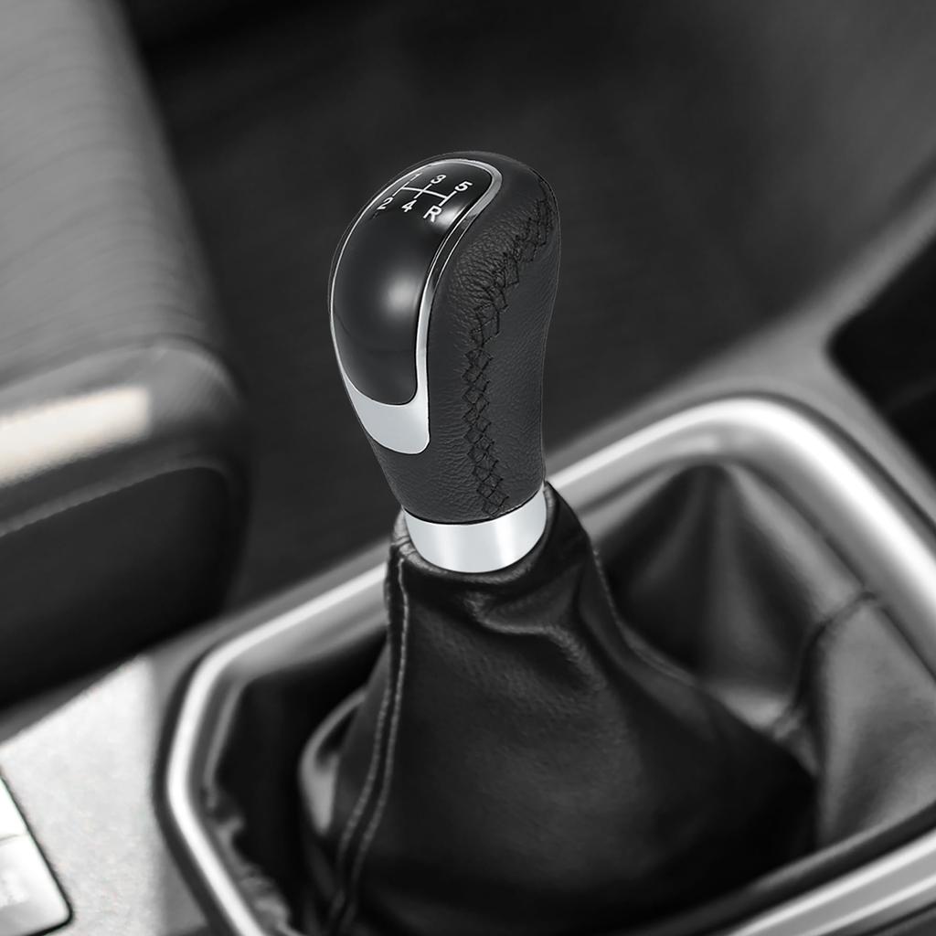 uxcell Universal 5-Speed PU Leather Auto Car Gear Lever Shifter Manual Stick Shift Knob Black