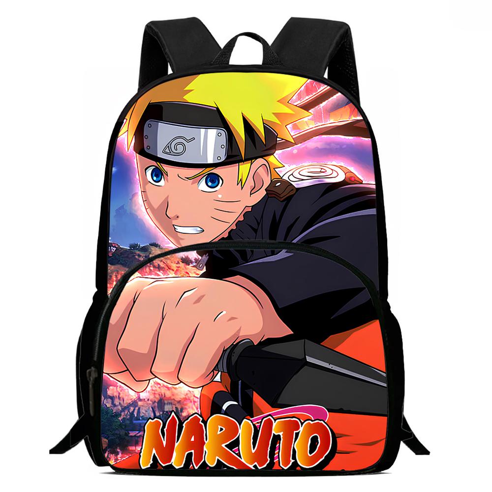 NARUTO Cartoon Anime Kids Backpack,With Adjustable Shoulder Strap & Front Pocket,Lightweight & Durable,for Boys & Girls Age 6-10