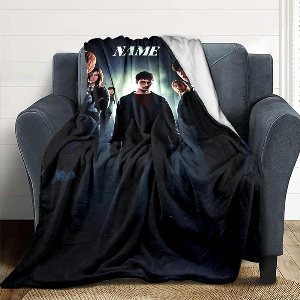 Custom Name "Harry Potter White Owl" blanket for Couch & Bed, Plush Cozy Fuzzy Blanket Super Soft & Warm Blankets for Fall and Winter. 0908105