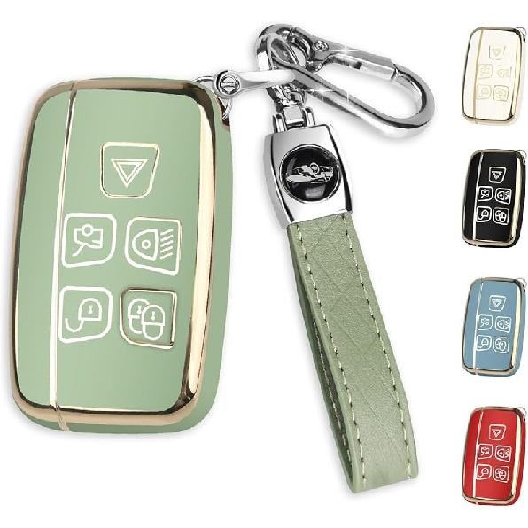 Für Land Rover Schlüsselanhänger Hülle mit Schlüsselring, Auto Schlüsselhülle Schale Schutzhülle 5 Tasten für | Range Rover Evoque Sport Velar | Land Rover Discovery LR4 a9