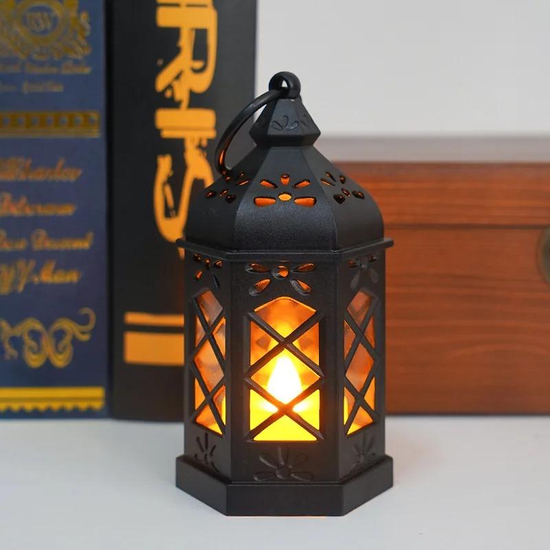 LED Mini Hexagonal Wind Light Simulation Electronic Candle Light Decorative Atmosphere Lamp Small Ornament for Home Party Decor