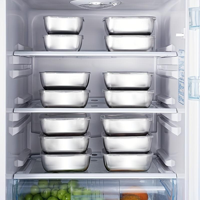 3pcs of Stainless Steel Storage Containers, Square Food Storage Boxes, Refrigerator Organizers, Outdoor Storage Bins