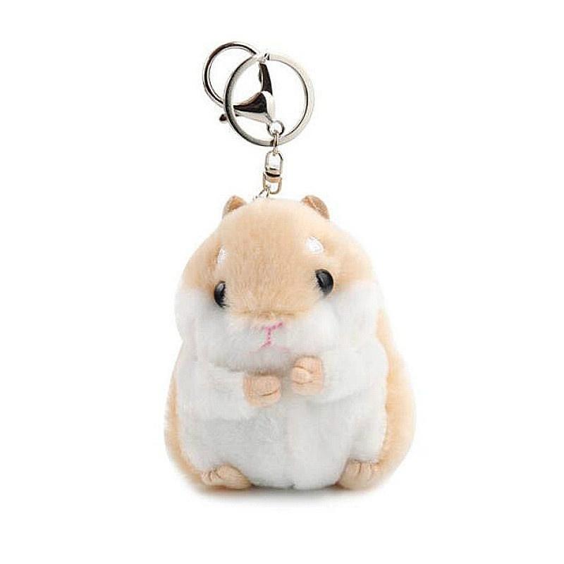 Kawaii Cute Soft Hamster Keyrings Keychains Faux Rabbit Fur Pompom Fluffy Trinkets Car Handbag Pendant Key Chian Ring Holder
