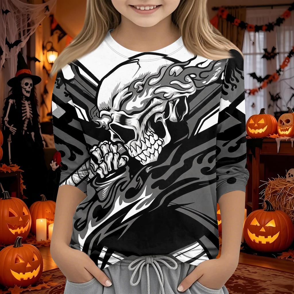 Kids Halloween 3/4 Sleeve T-Shirt for Boys and Girls