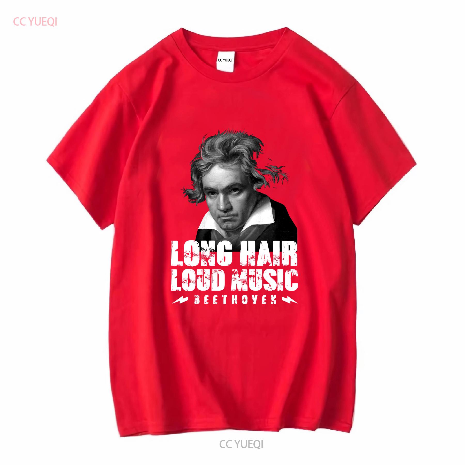 Long Hair Loud Music Beethoven Classical Humor T Shirt sleeves vintage Washed Top For Everyday Wear fashion designer clothes S