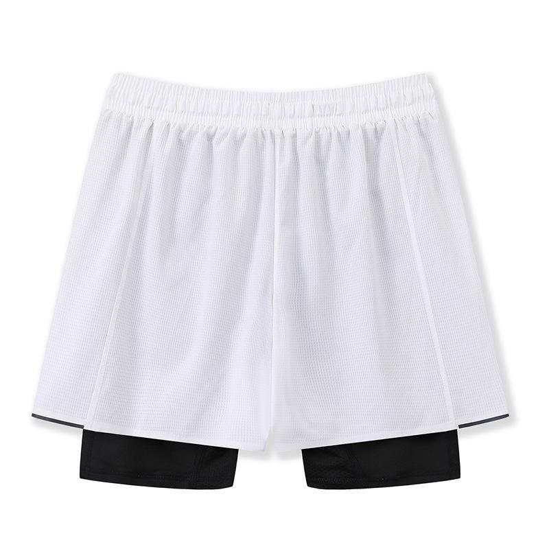 2024 Men's Quick-Dry Sports Shorts, Fake Two-Piece Design, Mid-Length with Inner Lining for Running or Training