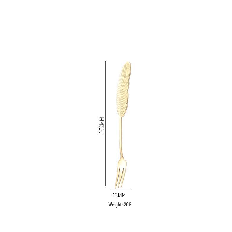 304 Stainless Steel Feather Spoon & Fork Set: Creative Wing Design for Kids, Coffee, and Parties
