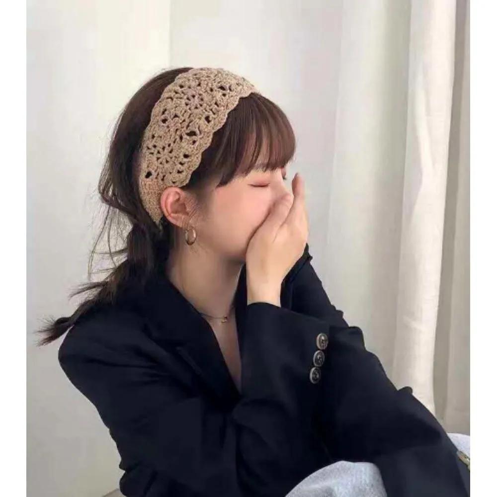 Women s Ethnic Knitted Hairband Daily Point Headband Accessory wine
