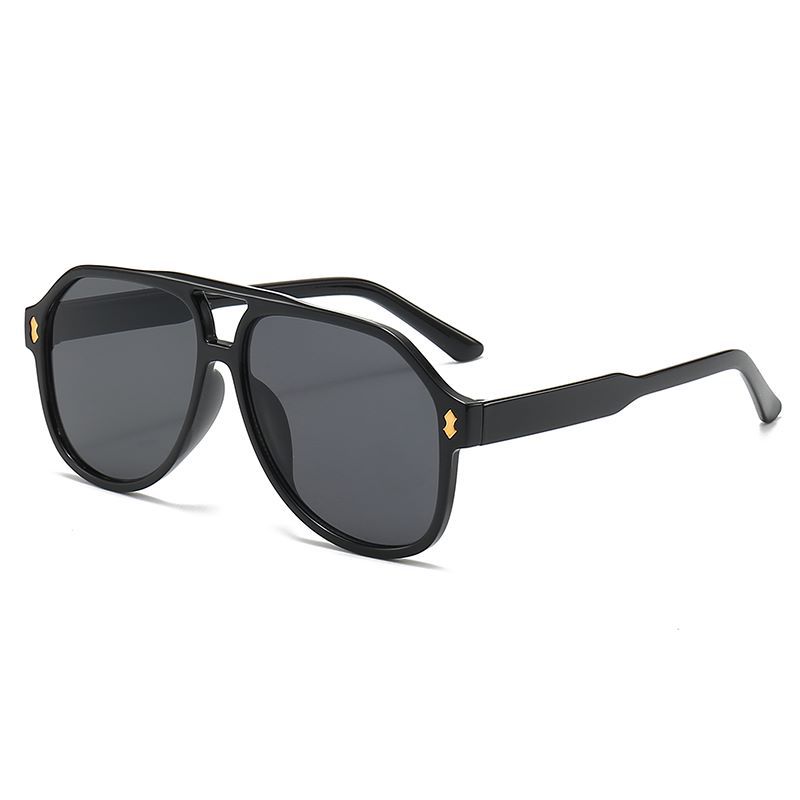 

1PCS Classic Large Frame Double Bridge Froggy Style Sunglasses Outdoor Hiking Camping Sun Protection Glasses Fashionable Shades чёрный