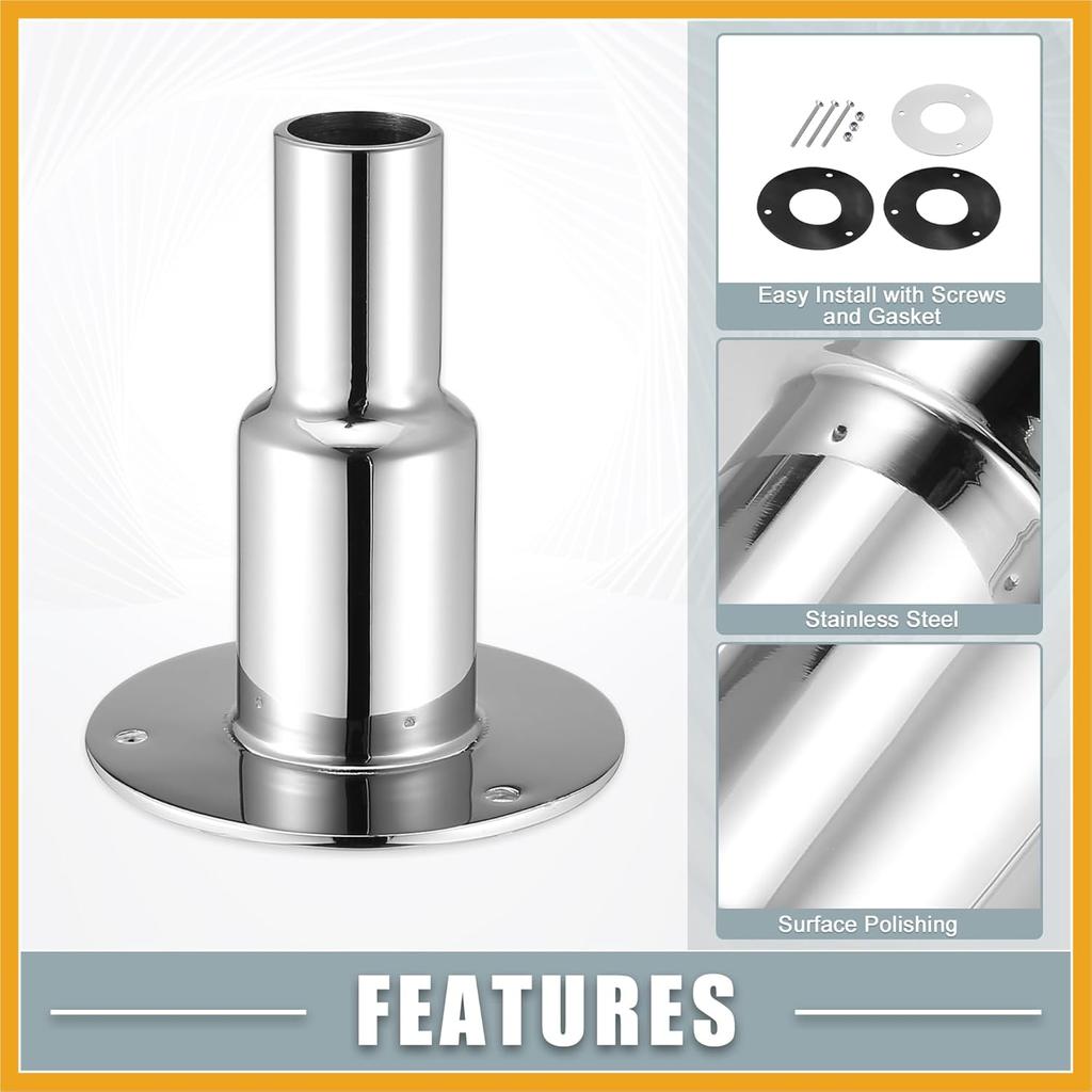 Straight Thru Hull Exhaust Skin Fitting with Screws and Nuts for 24mm 0.94 Inch Tube Pipe Stainless Steel Replacement