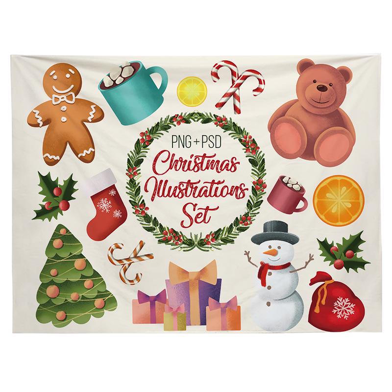 Christmas Festival Wall Hanging Tapestry for Party & Room Decor