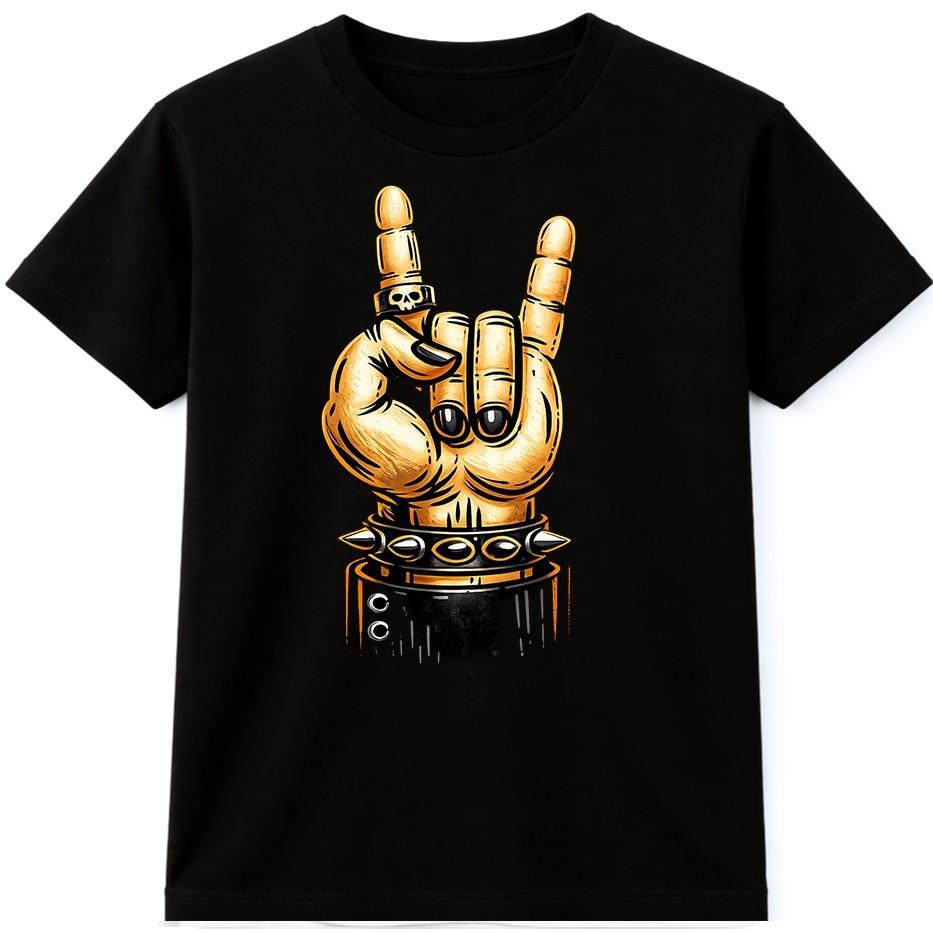 Heavy Metal T Shirt Devil Horns Hand Skull Ring Rock Band Concert Tee S разноцветный