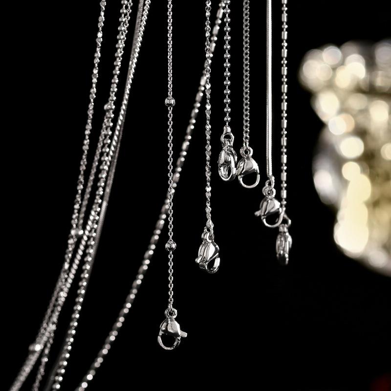 Copper Material Necklace Women's Snake Bone Chain Side Starry Sky Round Bead Long Short Wave Simple Goods