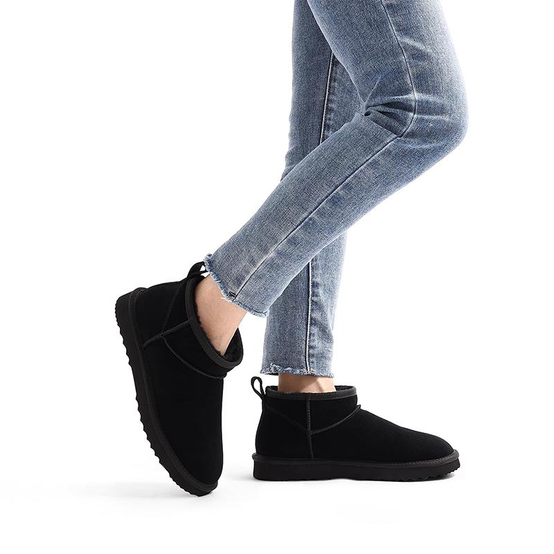 Fashion Kidmi Women's Boots Genuine Suede Mini Boots for Women Winter Fuzzy Snow Boots Short Ankle Boot Fur Lined Snow Boots Women Shoes