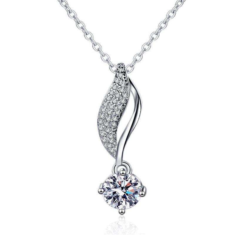 925 Silver Necklace For Women Round Pendent Sparkling Pave CZ Necklace Fashion Anniversary Birthday Jewelry Gifts N755